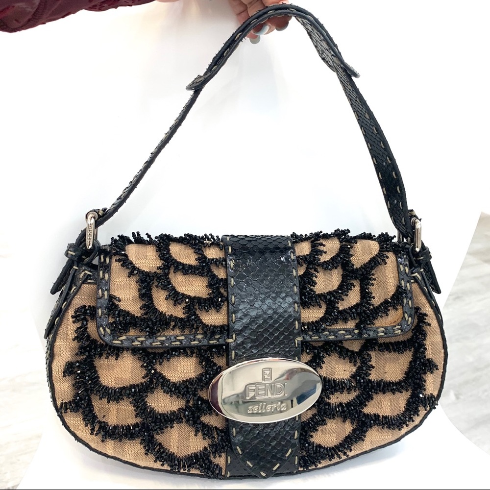 LN FENDI beaded baguette handbag - Picture 1 of 8